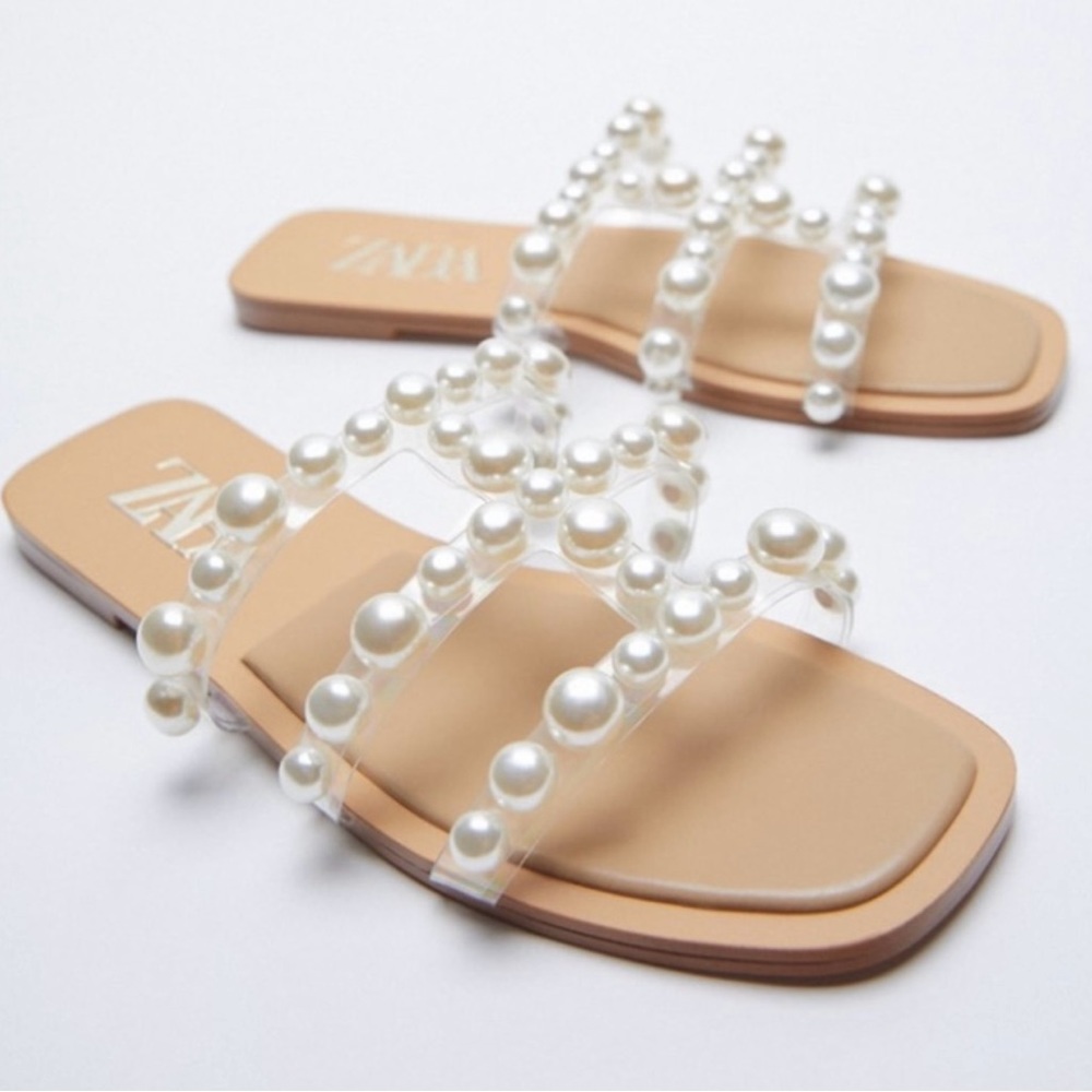 Zara Slide Sandals with Pearls